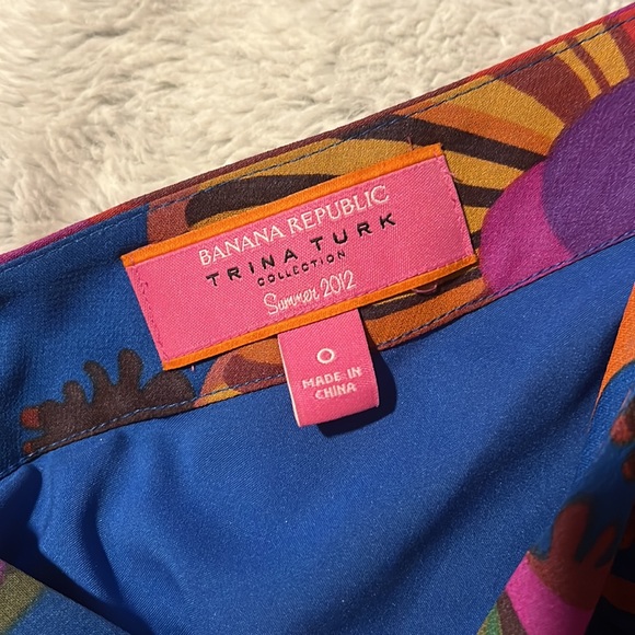 Banana Republic Trina Turk Collection one shoulder tropical print dress size 0 - Picture 3 of 3